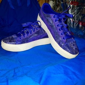 Puma Women's Platform Wedge Sneakers Purple Blue Snake Skin US 7.5